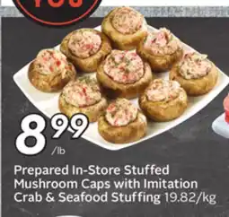Sobeys Prepared In-Store Stuffed Mushroom Caps with Imitation Crab & Seafood Stuffing offer