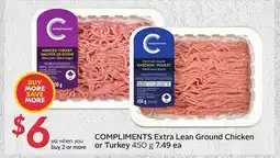 Sobeys COMPLIMENTS Extra Lean Ground Chicken or Turkey offer