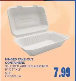 Wholesale Club HINGED TAKE-OUT CONTAINERS, 50'S offer