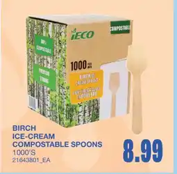 Wholesale Club BIRCH ICE-CREAM COMPOSTABLE SPOONS, 1000'S offer