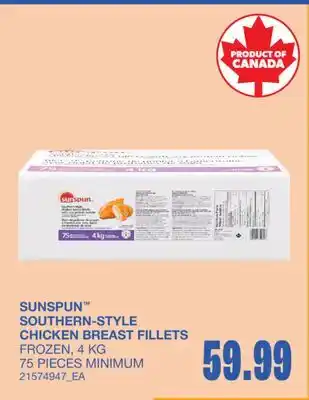 Wholesale Club SUNSPUN SOUTHERN-STYLE CHICKEN BREAST FILLETS offer