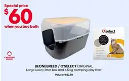 Mondou BEONEBREED/O'SELECT ORIGINAL Large luxury litter box and 4.5 kg clumping clay litter offer