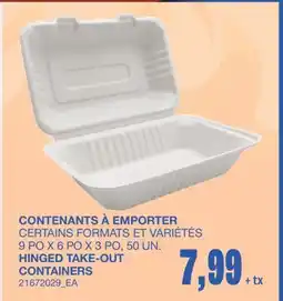Wholesale Club CONTENANTS À EMPORTER, 9 PO X 6 PO X 3 PO, 50 UN offer