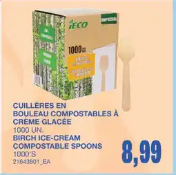Wholesale Club CUILLÈRES EN BOULEAU COMPOSTABLES À CRÈME GLACÉE, 1000 UN offer