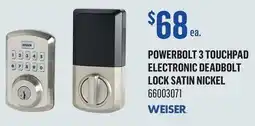 Canac POWERBOLT 3 TOUCHPAD ELECTRONIC DEADBOLT LOCK SATIN NICKEL offer