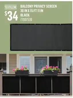 Canac TEXTILENE BALCONY PRIVACY SCREEN 30 IN X 15 FT 11 IN BLACK offer