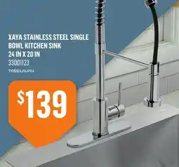 Canac TASSILISUPRA XAYA STAINLESS STEEL SINGLE BOWL KITCHEN SINK 24 IN X 20 IN offer