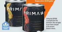 Canac PRIMA INTERIOR LATEX PAINT ULTIMATE WHITE AND COLOURS MAT, EGGSHELL OR PEARL FINISH offer