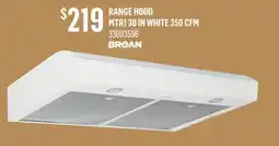Canac RANGE HOOD MTR1 30 IN WHITE 350 CFM offer
