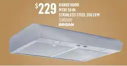 Canac RANGE HOOD MTR1 30 IN STAINLESS STEEL 350 CFM offer