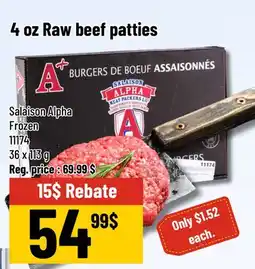 Mayrand 4 oz Raw Beef Patties Salaison Alpha offer