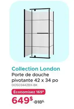 Bath Depot Collection London Porte de douche pivotante 42 x 34 po offer