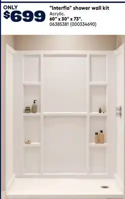 RONA Maax 60 x 30 x 73 Interflo shower wall kit offer