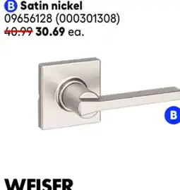 RONA Weiser Satin nickel Amador handlesets and Casey door levers offer