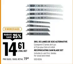 BMR ENS. DE LAMES DE SCIE ALTERNATIVE offer