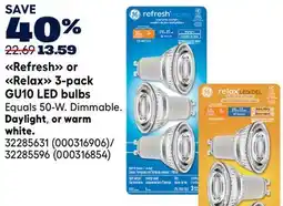 RONA Refresh or Relax 3-pack GU10 LED bulbs offer