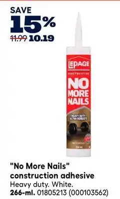 RONA No More Nails construction adhesive offer