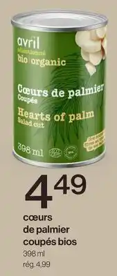 Avril cœurs de palmier coupés bios offer