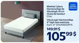 Walmart ViscoLogic HarmonyNap 4 high twin mattress offer