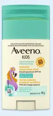 Walmart Aveeno Kids SPF 50 sunscreen lotion or stick offer