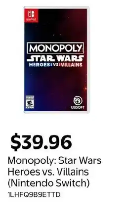 Walmart Monopoly: Star Wars Heroes vs. Villains Nintendo Switch offer