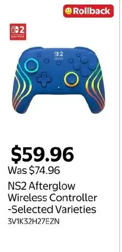 Walmart NS2 Afterglow Wireless Controller offer