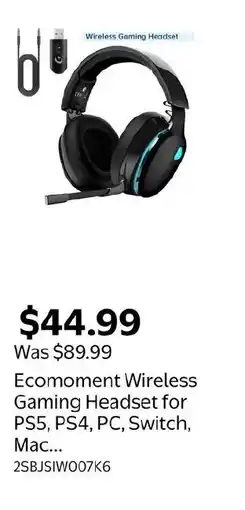 Walmart Ecomoment Wireless Gaming Headset for PS5, PS4, PC, Switch, Mac... offer