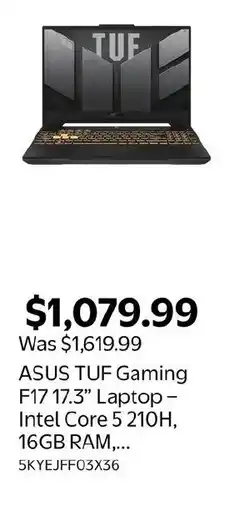 Walmart ASUS TUF Gaming F17 17.3" Laptop - Intel Core 5 210H, 16GB RAM,... offer