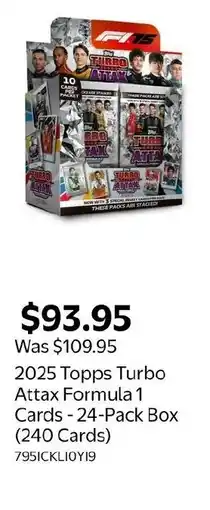 Walmart 2025 Topps Turbo Attax Formula 1 Cards - 24-Pack Box 240 Cards offer