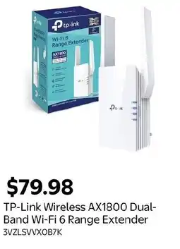 Walmart TP-Link Wireless AX1800 Dual- Band Wi-Fi 6 Range Extender offer
