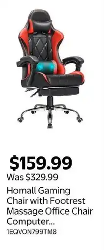 Walmart Homall Gaming Chair with Footrest Massage Office Chair Computer... offer