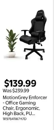 Walmart MotionGrey Enforcer - Office Gaming Chair, Ergonomic, High Back, PU... offer