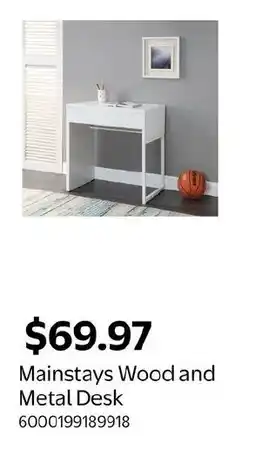 Walmart Mainstays Wood and Metal Desk offer