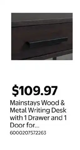 Walmart Mainstays Wood & Metal Writing Desk with 1 Drawer and 1 Door for... offer