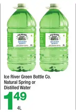 Highland Farms Ice River Green Bottle Co. Natural Spring or Distilled Water offer
