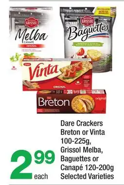Highland Farms Dare Crackers Breton or Vinta, 100-225g, Grissol Melba, Baguettes or Canapé, 120-200g offer