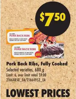 No Frills Pork Back Ribs, Fully Cooked offer