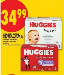 No Frills Huggies Little Movers or Snug & Dry Diapers offer