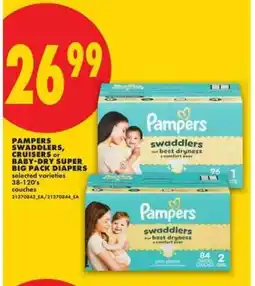 No Frills Pampers Swaddlers, Cruisers or Baby-Dry Super Big Pack Diapers offer
