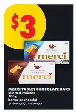 No Frills MERCI TABLET CHOCOLATE BARS offer