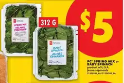 No Frills PC Spring Mix or Baby Spinach offer