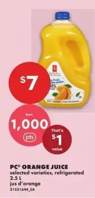 No Frills PC Orange Juice offer