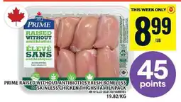 Food Basics Prime Raised Without Antibiotics Fresh Boneless Skinless Chicken Thighs Family Pack offer