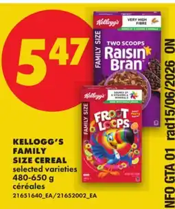 No Frills KELLOGG'S FAMILY SIZE CEREAL offer