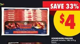 No Frills SCHNEIDERS BACON, 100/375 G offer