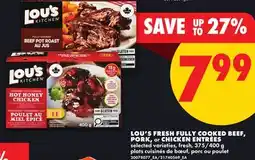 No Frills LOU'S FRESH FULLY COOKED BEEF, PORK, OR CHICKEN ENTRÉES, 375/400 G offer