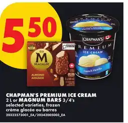 No Frills CHAPMAN'S PREMIUM ICE CREAM, 2 L OR MAGNUM BARS, 3/4'S offer