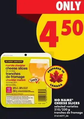 No Frills NO NAME CHEESE SLICES, 210/230 G offer