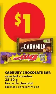 No Frills CADBURY CHOCOLATE BAR offer