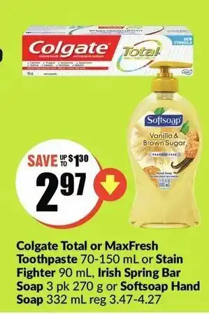 FreshCo Colgate Total or MaxFresh Toothpaste offer